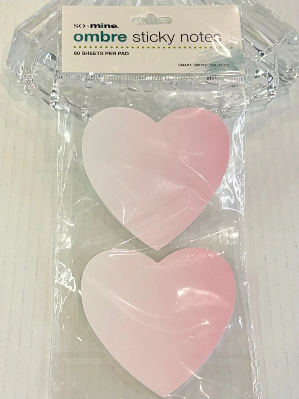 🆕 NEW So~Mine Ombre Heart Sticky Notes 2 Pack Pink Memo Pads 60 Sheets Each